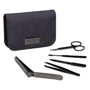 Ted Baker - Set manicure 5 pezzi in blu cadetto stampa geografica cerniera rotonda - Foto 1 di 4