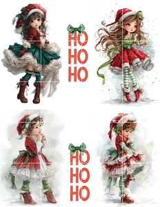 Girl In Xmas Outfit Collage Supplies Scrapbooks Junk Journal Card Making Topper - Picture 1 of 1