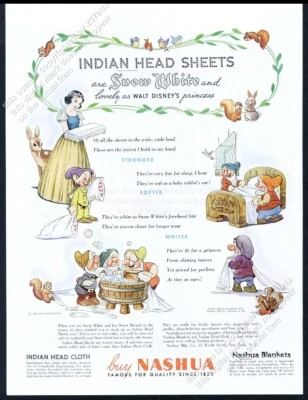 1938 Disney Blancanieves siete enanitos gran arte Nashua mantas anuncio de colección Foto 1 de 4