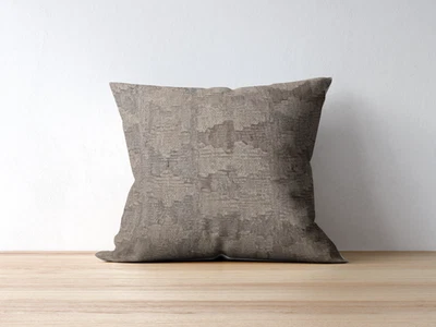 Beige & Taupe Wool Cushion Cover, Contemporary Geometric Flatweave Pillow Cover - Image 1 of 4