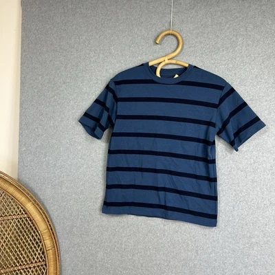 Uniqlo Youth Boys Top T Shirt Blue Stripes Size 11-12 Years  - Image 1 of 4