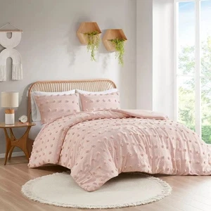 Intelligent Design Pom Pom Jacquard Comforter & Sham Set Twin/TXL Pink #C791 - Picture 1 of 11