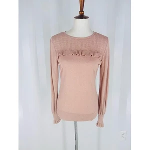 WHBM Women’s Light Mauve Sparkling Lightweight Sweater Sz M - Picture 1 of 11