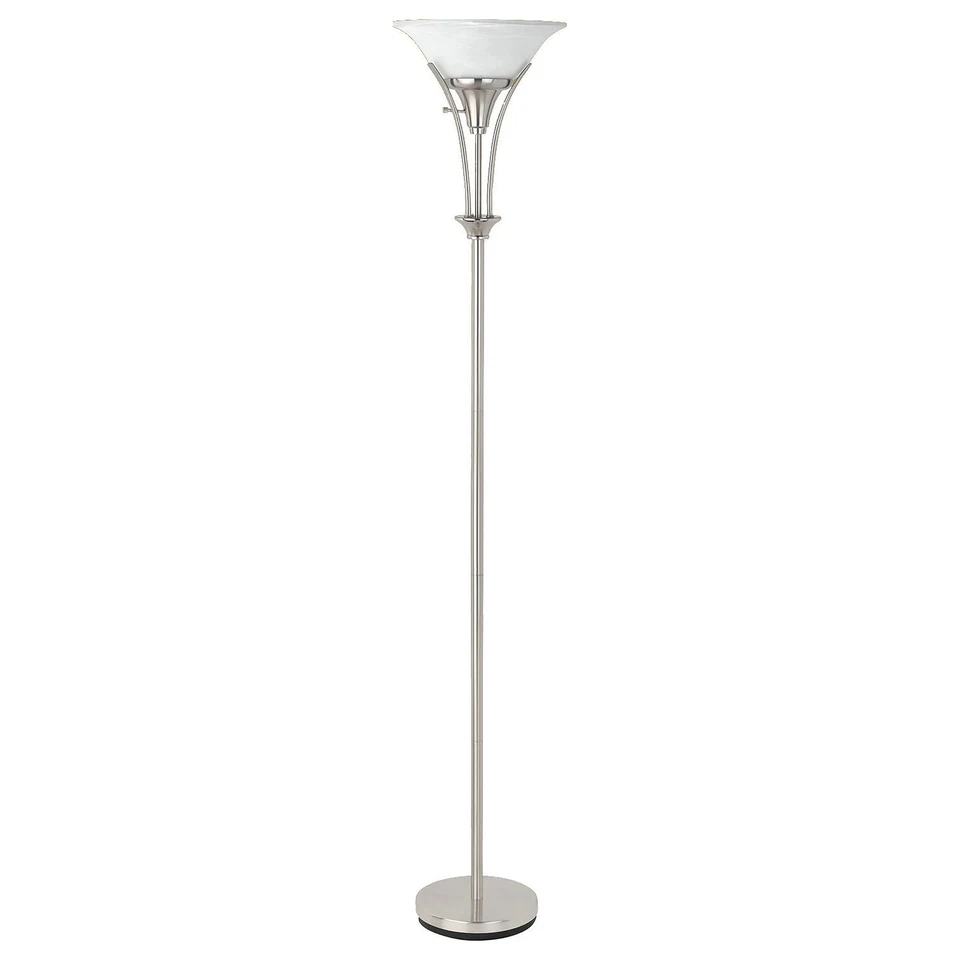 Archie 71-inch Frosted Torchiere Floor Lamp Brushed Steel Brushed Steel 13" x 71 - Image 1 of 2