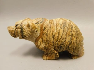 Bear Figurine Stone Animal Carving Kalahari Jasper 3.2 inch #O86 - Picture 1 of 7