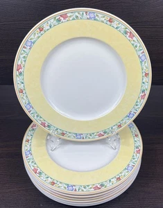 7 Nice Villeroy & Boch Virginia 10 1/2” Dinner Plates Yellow Floral Rim - Picture 1 of 12