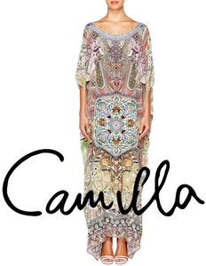 CAMILLA Soul Sisters  Embellished Priinted Silk Kaftan ONE SIZE New - Picture 1 of 7