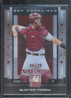 2008 Donruss Elite BUSTER POSEY #177 Rookie Extra Edition Status Red Die-Cut /75 - Image 1 of 2