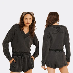 Mameluco Free People FP Movimiento Intercept Tejido Negro Talla Grande Nuevo con Etiquetas $128 Bolsillos - Imagen 1 de 7