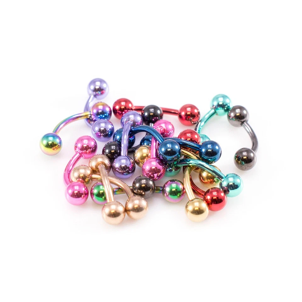 Atacado 10 peças anéis de sobrancelha placa de íon de barra curva titânio Tragus Rook 16G - Imagem 1 de 1