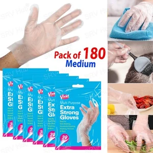 180Pk Multi Purpose Cleaning Food Safe Extra Strong Clear Disposable Gloves 26cm - Picture 1 of 14