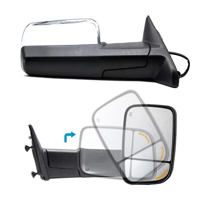 Espejos retrovisores de remolque L+R para Dodge Ram Power 2013 2014 2015 2016 2017 2018 cromo térmico Foto 1 de 4