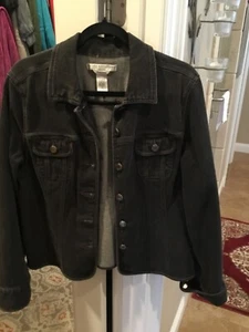 Black washed denim jacket size 12 - Picture 1 of 7
