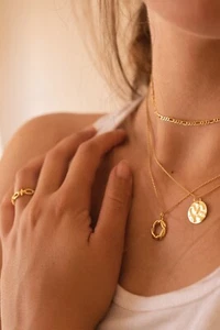 Zartiger goldener Kronenstapelbandring, minimal dünnes Gold Prinzessin geometrische Perle - Bild 1 von 6