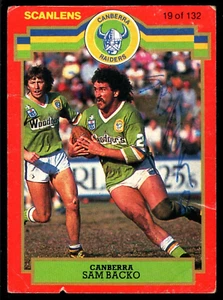 1986 #19 Sam Backo Canberra Raiders Scanlens rugby league NRL card - Picture 1 of 2