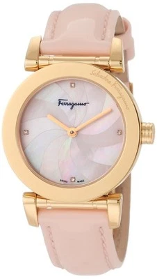 Reloj Ferragamo Mujer F50SBQ5027 S111 Dorado Recubierto IP Diamante Cuero Rosa Foto 1 de 4