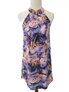 Cooper St Size 10 Purple Floral Sleeveless Satin Feel Dress - Picture 1 of 7