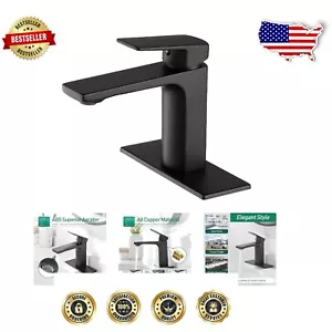 Elegant Matte Black 1-Hole Bathroom Faucet with Quick Install and Hoses Included - Picture 1 of 8