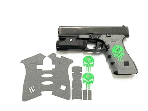Handleitgrips Gray Textured Rubber Grip Tape with Green Skull for Glock 17/22 - Picture 1 of 12