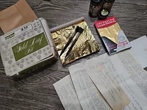 Vtg Genuine Imported Metal Antique Gold Leaf Kit Liquid Beauty Goldmark Sheets - Picture 1 of 12