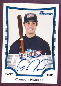 2009 BOWMAN AFLAC ALL AMERICAN GAME AUTOGRAPH CONNOR NARRON ROOKIE 1ST CARD EVER