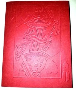 Queen Of Hearts Embossed Note Card.  Red.  Unused.  4 X 6 Inches.   - Picture 1 of 3