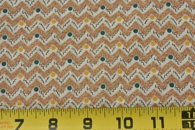 By 1/2 Yd, Vintage, Brown & Cream Chevrons, Purple & Yellow Dots, Springs, V272 - Image 1 of 4
