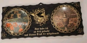 Old Vintage Picture Frame Plastic Kitsch German Greeting Saying With Deer - Picture 1 of 5