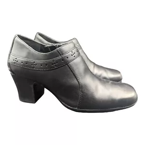 Clarks Damen-Stiefelette schwarz Leder Reißverschluss seitlich 8,5 M Slipper eckige Zehenpartie Schuhe - Bild 1 von 7