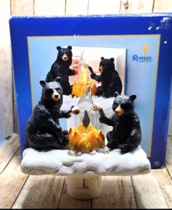 Roman Lights Campfire Black Bears Night Light - Picture 1 of 4
