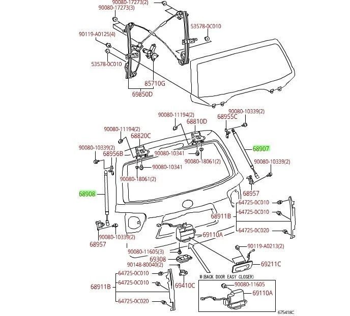 Juego de puerta levadiza trasera Toyota Sequoia 2008-2020 original OEM Foto 1 de 1