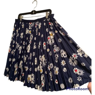 Falda Plisada Completa Floral Jason Wu, Mujer 14, Azul Marino y Blanco, Cremallera NUEVA NUEVA CON ETIQUETAS Foto 1 de 4