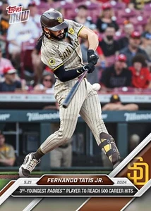 2024 TOPPS NOW MLB CARD SAN DIEGO PADRES FERNANDO TATIS JR #219 500 CAREER HITS - Picture 1 of 1