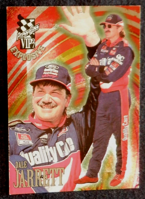 Dale Jarrett explosive race card #2 of 2 promo Press Pass VIP, 1997 - Image 1 of 4