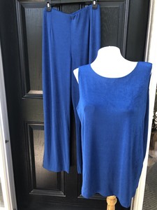 New 2-pc Set Chico's Travelers Royal Blue No Tummy Pant Tank Top 3 XL 16 18 NWT