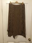 Zara Size Xl Skirt Long Skirt Asymmetrical Hem Brown Polka Dots Pleated Skirt