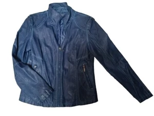 Lederjacke blau - Bikerjacke- Lederimitat - Gr.40 - C&A - Bild 1 von 12