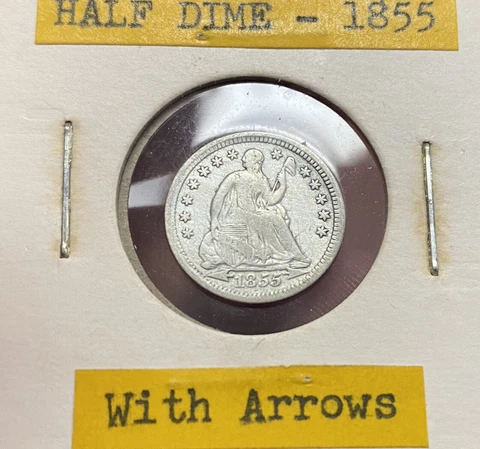 1855 U.S Early silver Half Dime**** VF Cover