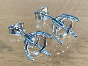 Earring Blanks Solid Sterling Silver - 5mm, 6mm, 8mm Cages Stamped S925 - Picture 1 of 20