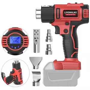 Cordless Heat Gun for Milwaukee 18V Battery, LIVOWALNY 18V 350W 122℉~1202℉ (50℃- - Picture 1 of 7