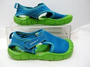 Speedo Toddler Water Shoes Size XL Blue & Green #5 N - Picture 1 of 8