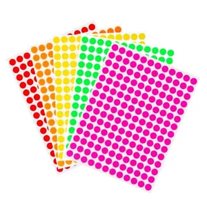 Runde Aufkleber Punkte ~1/4" 8mm Neon farbig Codierung Kreis Sticker Kennzeichnung Basteln - Bild 1 von 14