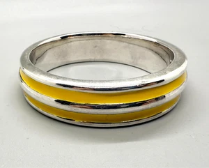 Simon Sebbag Designs SSD 925 Sterling Silver Yellow Enamel Inlay Bangle Bracelet - Picture 1 of 4