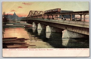 Postal Boston Massachusetts Charlestown Bridge Elevated Railway 1905 - Imagen 1 de 2