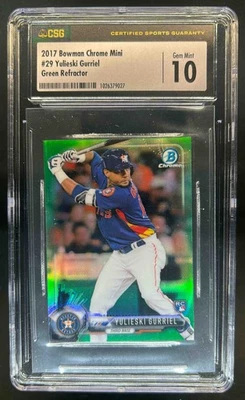 Bowman Chrome Mini Yulieski Gurriel RC 2017 refractor verde #93/99 Astros CSG 10 Foto 1 de 2