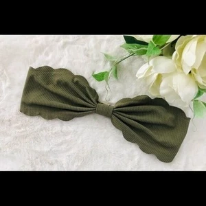 Marysia Swimwear Bikini Top Antabes Scalloped Bandeau Basket Weave Olive, M - Picture 1 of 7