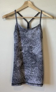 Lululemon Tanktop Damen Größe 6 Power Y marmoriert schwarz Racerback Yoga Athleisure - Bild 1 von 5