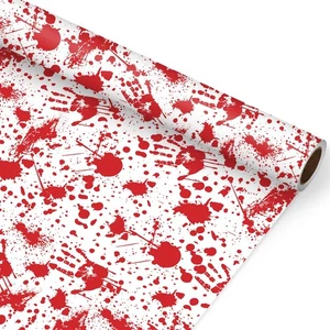 Halloween Wrapping Paper -Mini Roll- 17in x 32.8Ft Bloody Handprint Gift Wrap... - Picture 1 of 7