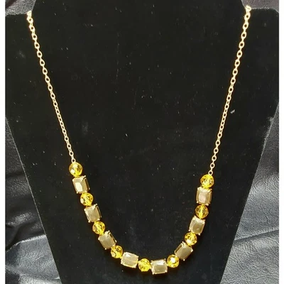 Kate Spade fashion necklace 28" adjustable length Gold topaz and green stones - Image 1 of 4