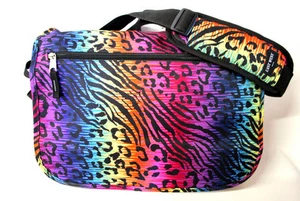Large Messenger Sling Body Bag School Purse Neon Cheetah Shoulder Cross Body - Picture 1 of 10